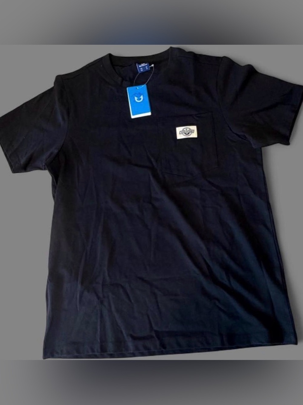 Classic Black Pocket T‑Shirt with Logo Patch